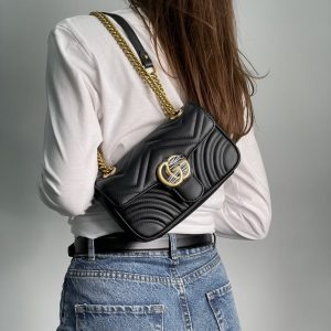 Gucc! GG Marmont Black Calfskin Leather – 1:1 Mirror Quality Handbag