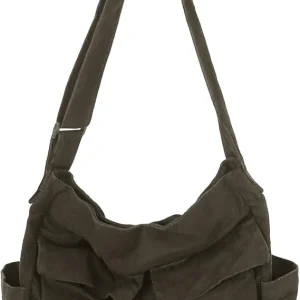 Canvas Messenger Tote Bag - Coffee 1