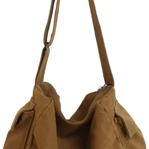 Canvas Messenger Tote Bag - Coffee 2