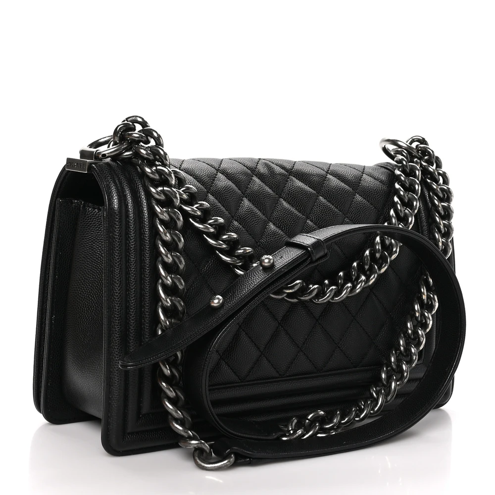 Medium Boy Flap Black Caviar Leather – Super Clone Crossbody Bag - 图片 6