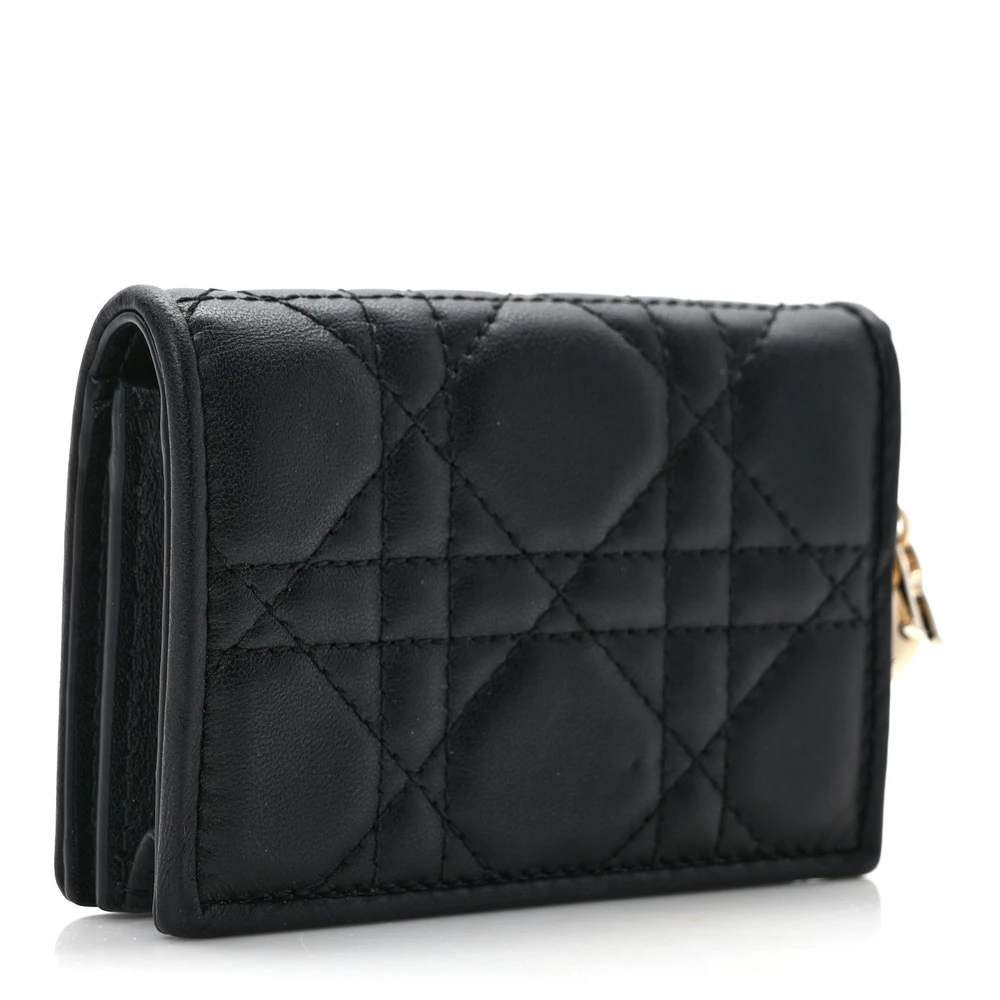 Lady D!0r Flap Card Holder Black Lambskin – Super Clone - 图片 2