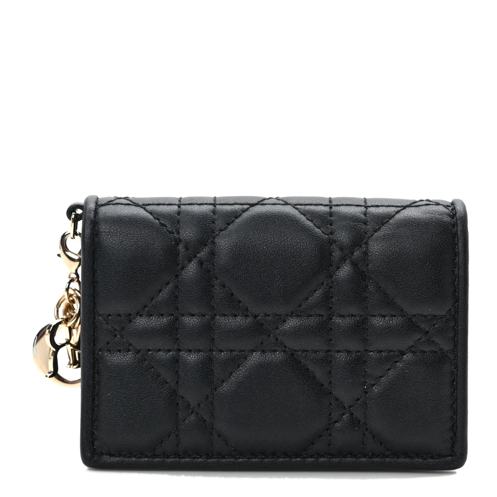 Lady D!0r Flap Card Holder Black Lambskin – Super Clone