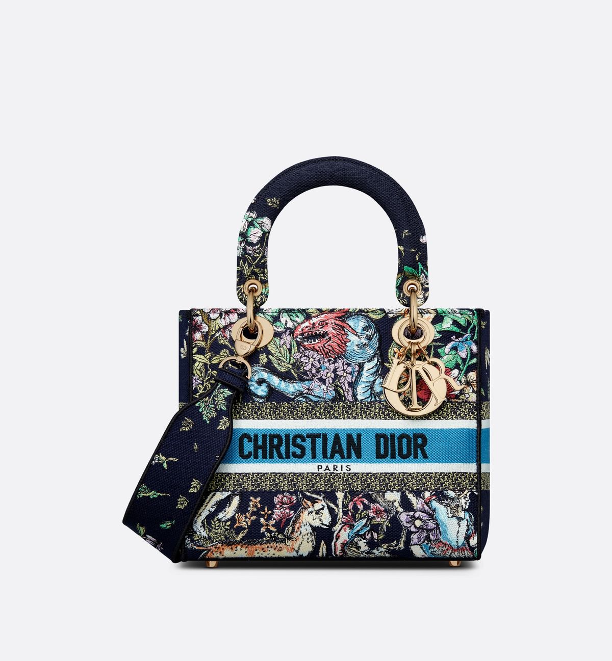 D!0r Medium Lady D-Lite Bag Blue D-Constellation Embroidery – Mirror Quality - 图片 2