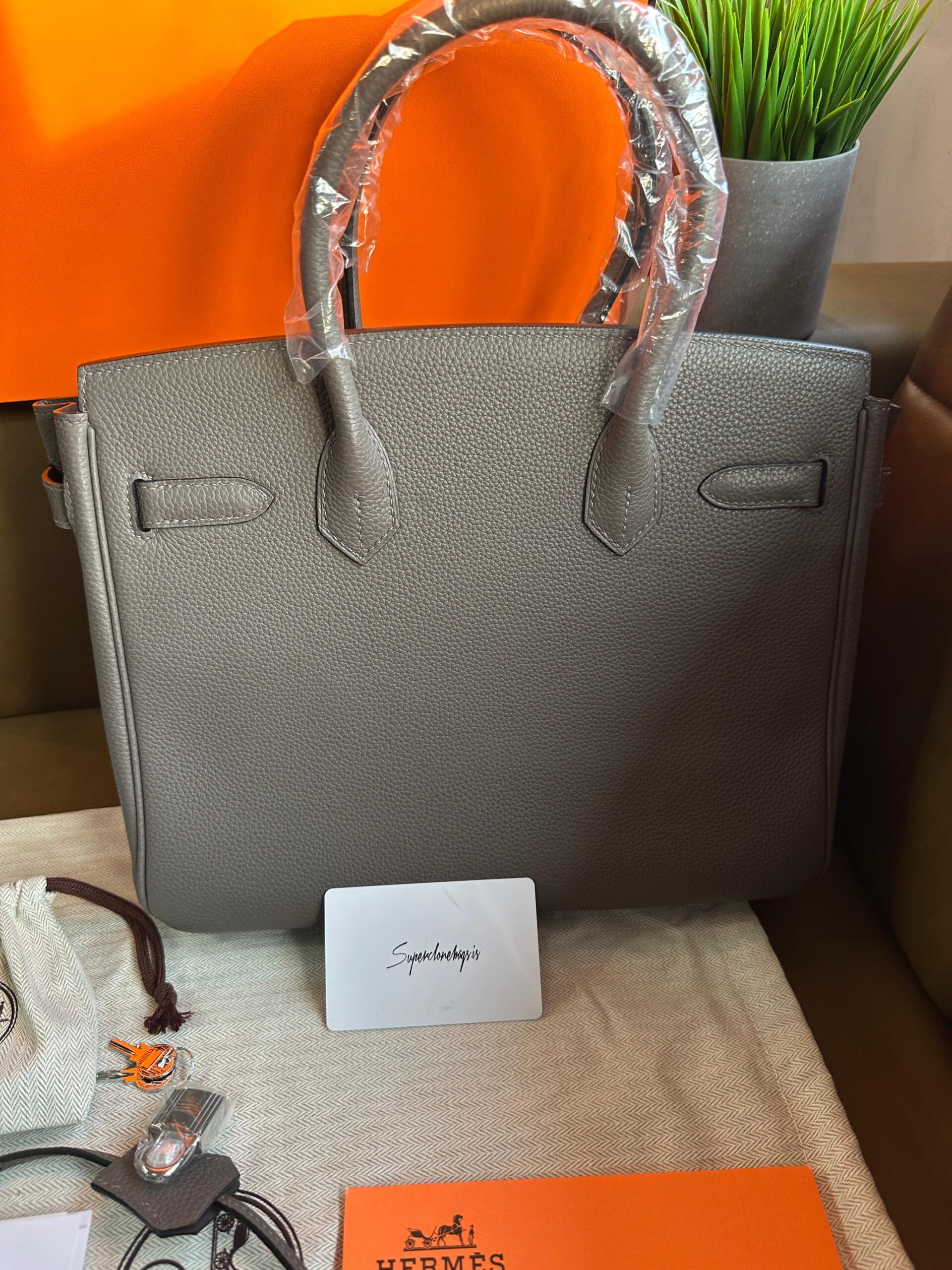 Hermes Birkin 30 Grey Togo Leather Gris Etain Hand Made Replica Bag - 图片 6