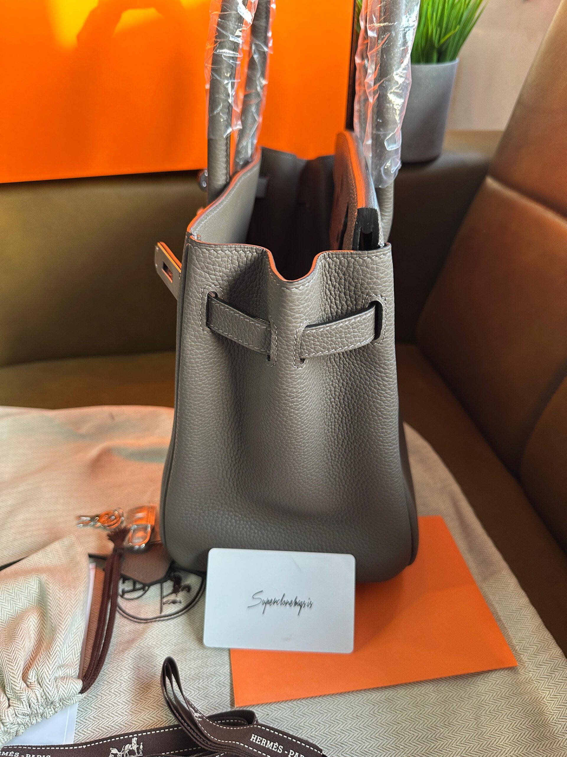 Hermes Birkin 30 Grey Togo Leather Gris Etain Hand Made Replica Bag - 图片 3