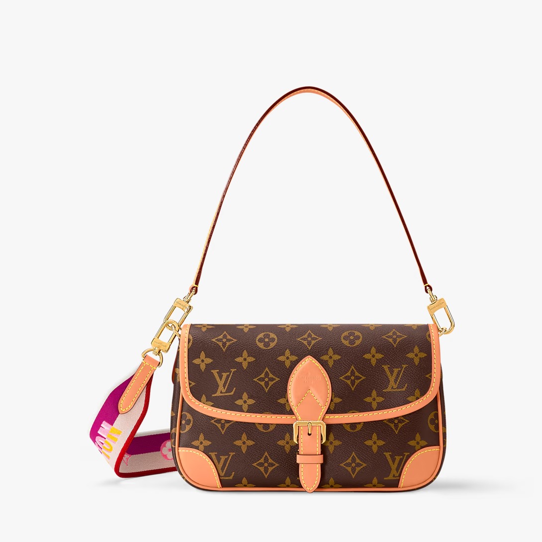Clone Lou!S Vuiton Diane Satchel Monogram Pink Lining Strap Handbag