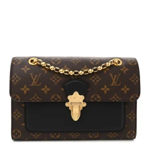 Victoire MM Super Clone Black Monogram Canvas Shoulder Handbag