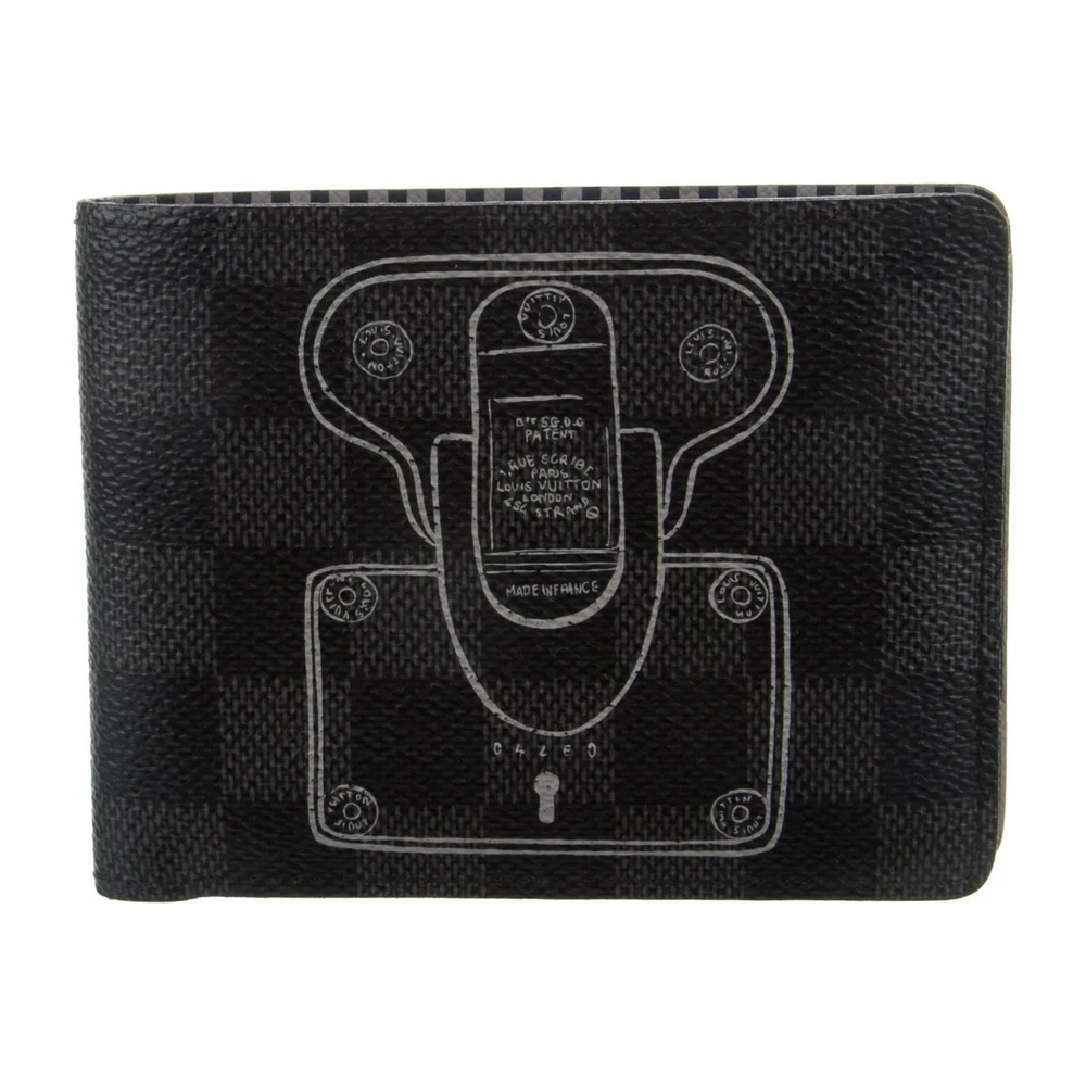 1:1 Mirror Quality Replica Lou!S Vuiton Bifold Wallet Black Canvas Design - 图片 3