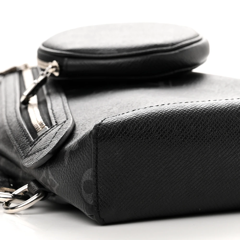 1:1 Mirror Quality Replica LV Duo Slingbag MM Black Taigarama Crossbody Sling Bag - 图片 3