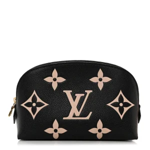 Cosmetic Pouch 1:1 Replica Black Beige Empreinte Monogram Giant Leather Gold Hardware Pouch