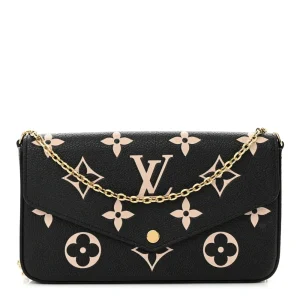 Félicie Pochette 1:1 Replica Black Beige Monogram Chain Wallet Crossbody