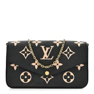 Félicie Pochette Super Clone Black & Beige Empreinte Giant Monogram Chain Wallet