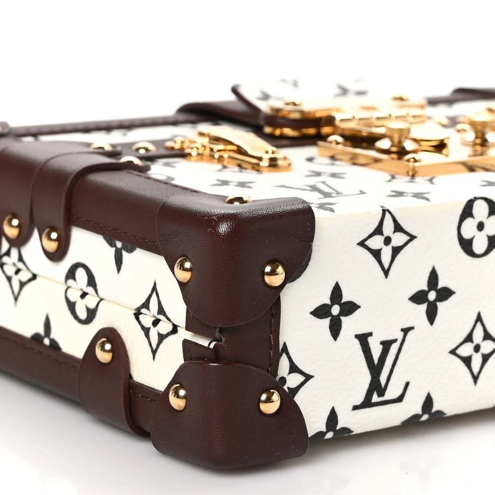 Petite Malle1:1 Replica Black White Monogram Canvas Gold Hardware Trunk Handbag - 图片 3