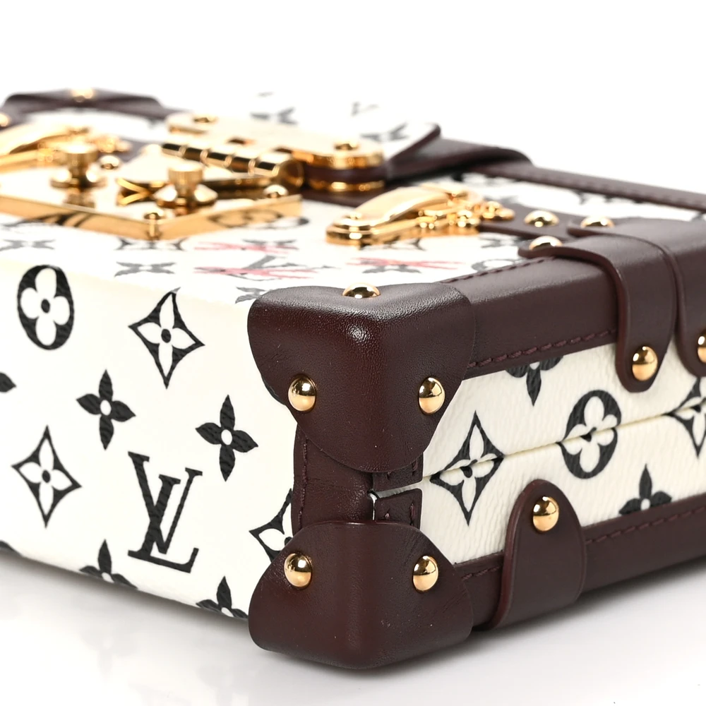 Petite Malle1:1 Replica Black White Monogram Canvas Gold Hardware Trunk Handbag - 图片 2