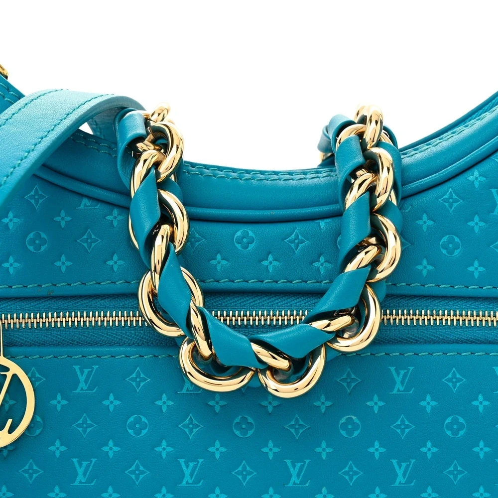 Loop 1:1 replica Bleu Calfskin Nanogram Embossed Leather Gold Hardware Bag - 图片 6