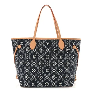 Neverfull MM Super Clone Blue Jacquard Monogram Canvas Shoulder Tote