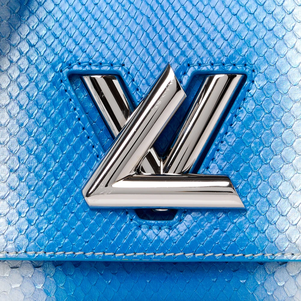 Twist PM 1:1 Replica Blue Monogram Leather Silver Hardware Chain HandBag - 图片 6