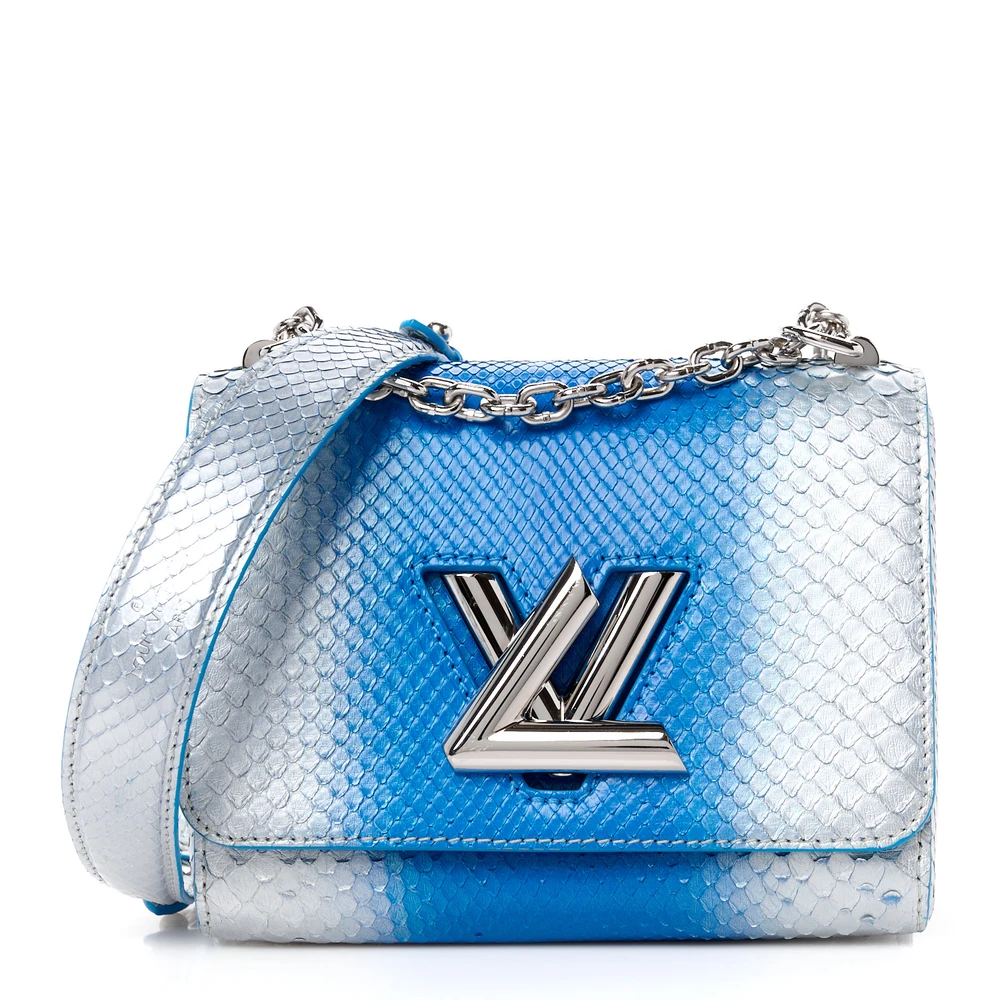 Twist PM 1:1 Replica Blue Monogram Leather Silver Hardware Chain HandBag