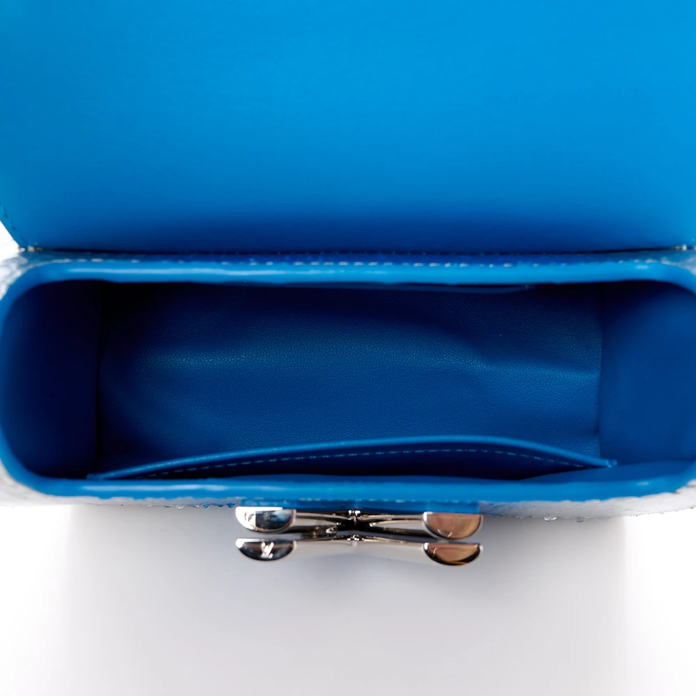 Twist PM 1:1 Replica Blue Monogram Leather Silver Hardware Chain HandBag - 图片 5
