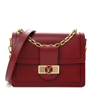 Dauphine MM 1:1 Replica Cherry Berry Smooth Calfskin Leather Gold Hardware Shoulder HandBag