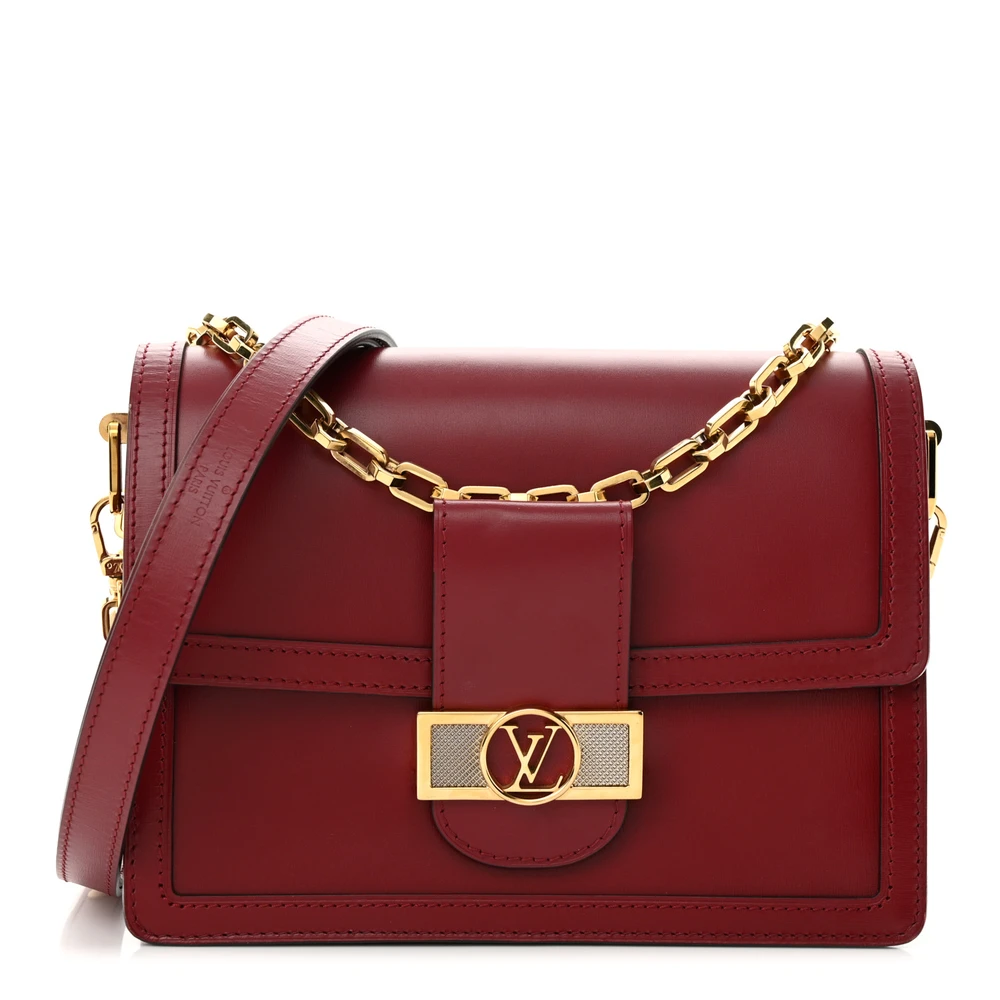 Dauphine MM 1:1 Replica Cherry Berry Smooth Calfskin Leather Gold Hardware Shoulder HandBag