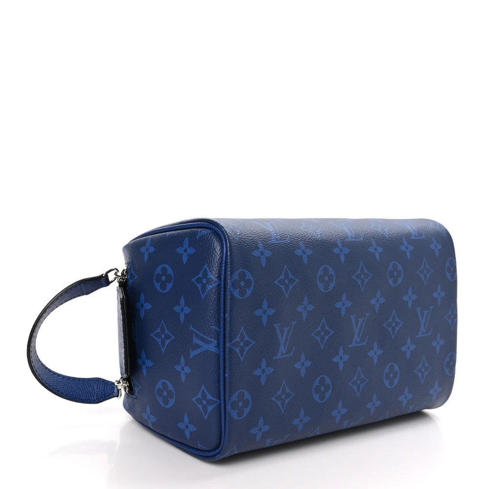 Dopp Kit Toilet Pouch PM Super Clone Cobalt Taigarama Leather Silver Hardware Pouch - 图片 6