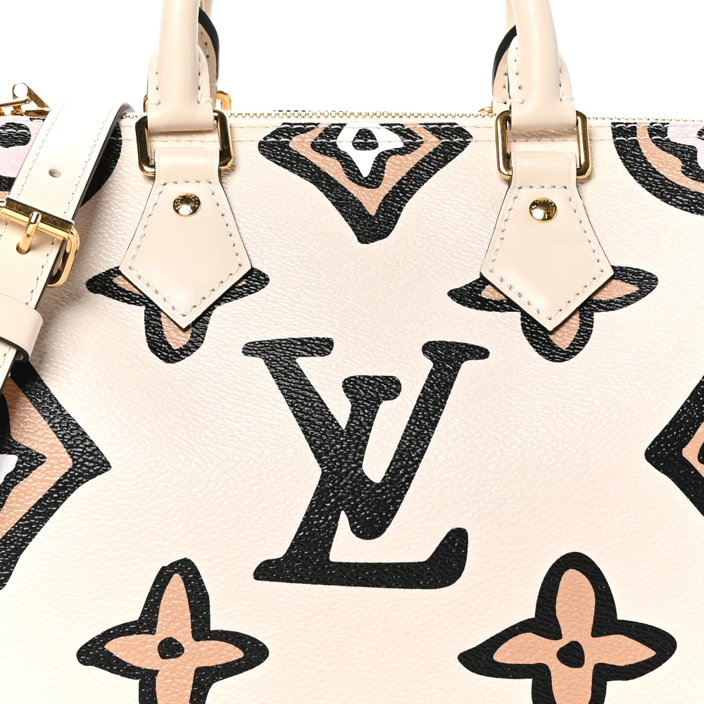 Dupe Lou!s Vuiton Monogram Giant Wild At Heart Speedy Bandouliere 25 in Creme with Gold Hardware - 图片 6