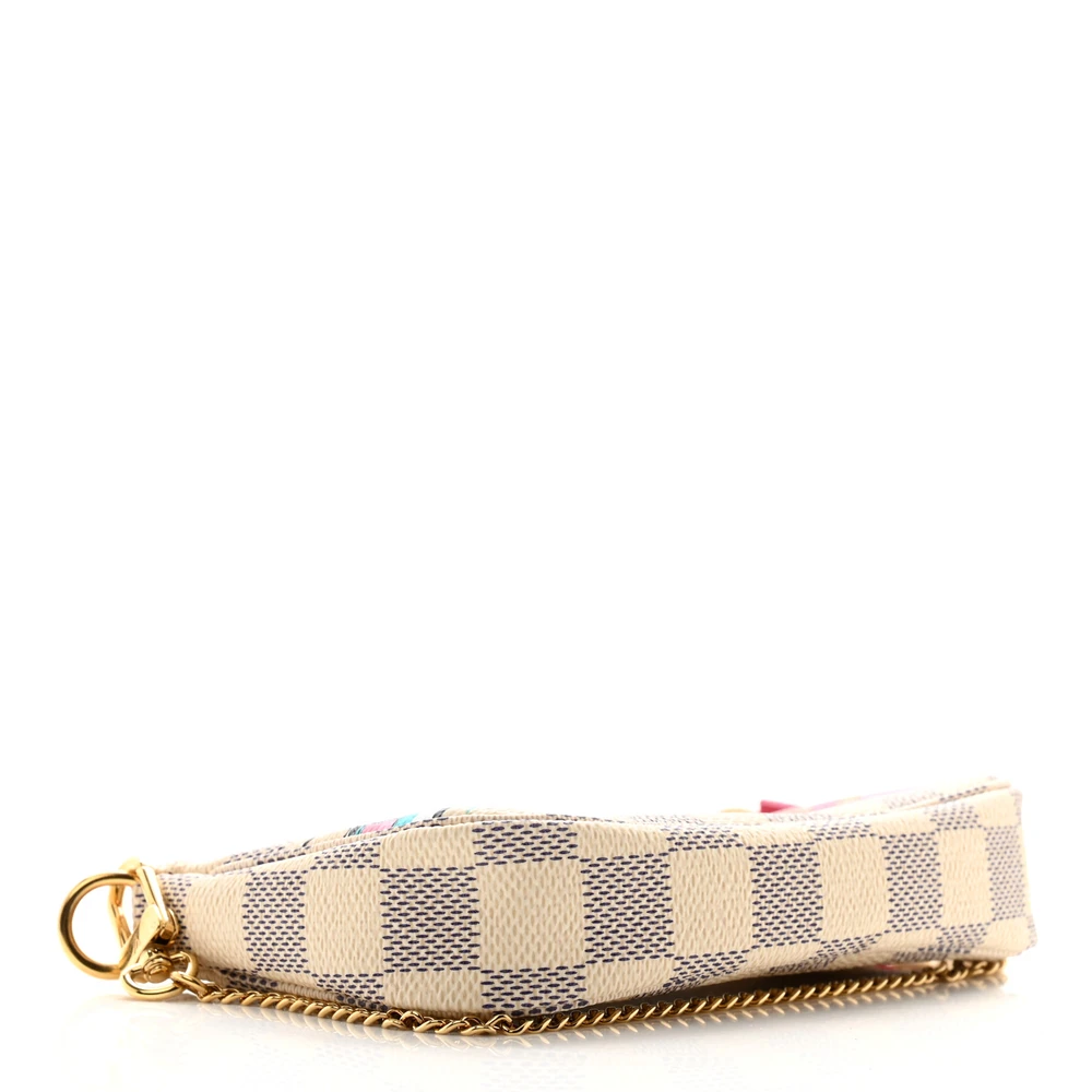 Mini Pochette Super Clone Fuchsia Damier Azur Canvas Christmas Animation Gold Hardware Bag - 图片 4