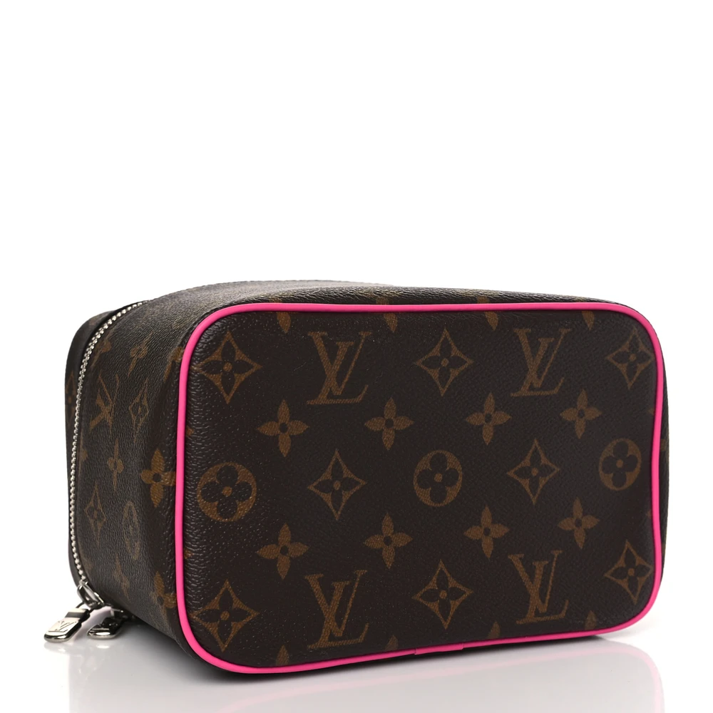 Nice Mini Super Clone Monogram Macassar Canvas Fuchsia Interior Travel Case - 图片 6