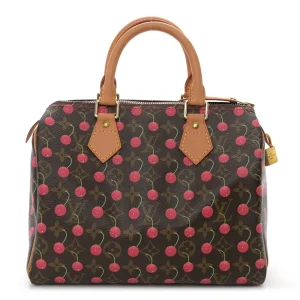 1:1 Replica LV Cerises Speedy 25 Handbag in Monogram Canvas With Smiling Cherry Overlays