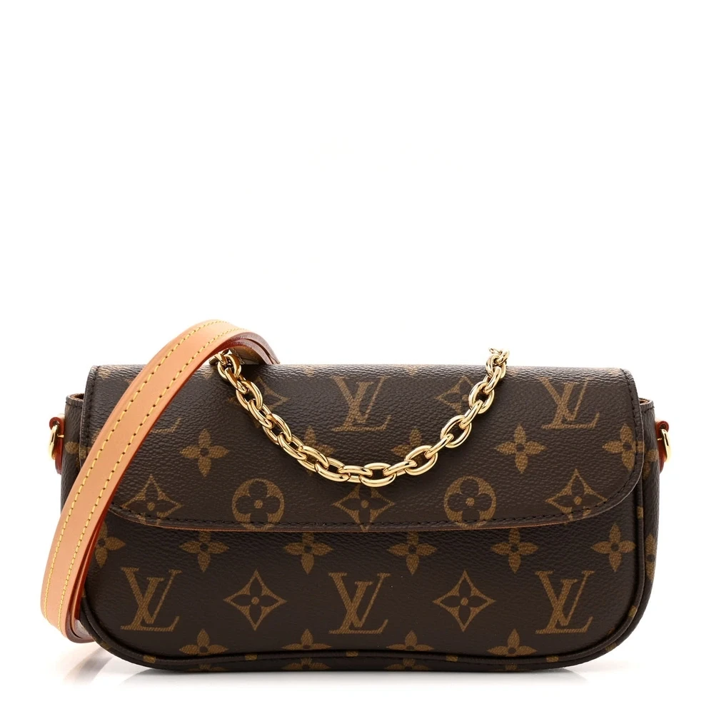 Ivy Wallet On Chain 1:1 Replica silhouette with Monogram style canvas with Gold Hardware