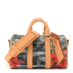 Keepall Bandouliere 25 Super Clone Navy Blue Monogram Canvas Surfing Design Mini Duffel Bag