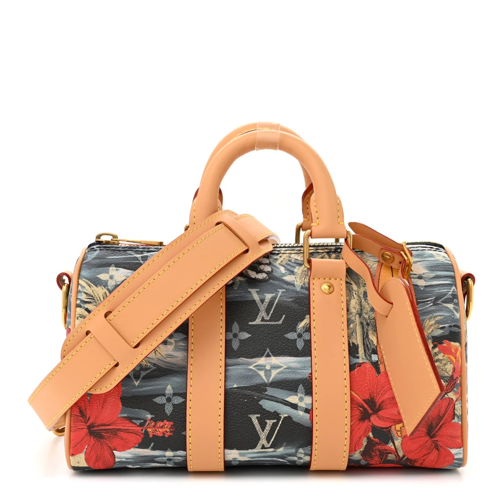 Keepall Bandouliere 25 Super Clone Navy Blue Monogram Canvas Surfing Design Mini Duffel Bag