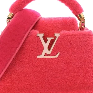 Mini Capucines Super Clone Shearling Leather Handbag with Rose Gold Hardware