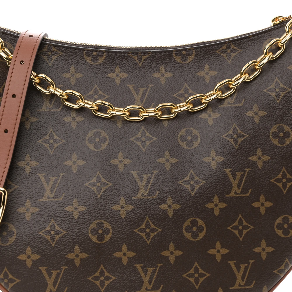 Reverse Monogram Loop Hobo 1:1 Replica Canvas Shoulder Bag with Gold Hardware - 图片 6
