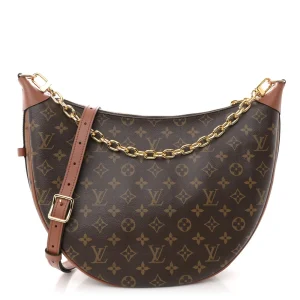 Reverse Monogram Loop Hobo 1:1 Replica Canvas Shoulder Bag with Gold Hardware