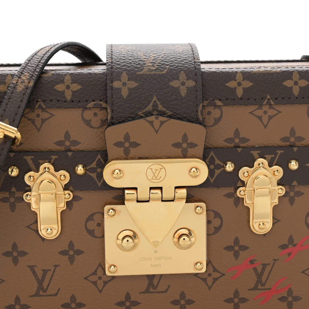 Petite Malle Super Clone Reverse Monogram Canvas Gold Hardware CrossBody HandBag - 图片 6