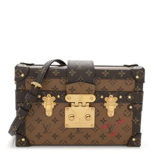 Petite Malle Super Clone Reverse Monogram Canvas Gold Hardware CrossBody HandBag