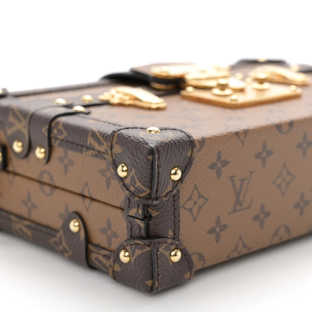 Petite Malle Super Clone Reverse Monogram Canvas Gold Hardware CrossBody HandBag - 图片 3
