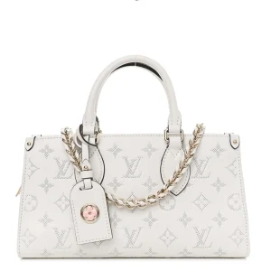 OnTheGo East West Super Clone White Embossed Monogram Calfskin Leather Gold Hardware Shoulder Handbag