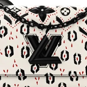 Twist MM Super Clone Louis Vuitton Graphic Print Shoulder Handbag with Black Hardware
