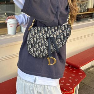 D!0r Mini Saddle Bag Blue Oblique Jacquard – High-End Replica