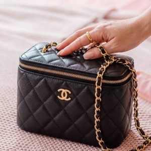 Ch@nel Pearl Crush Vanity Case Black Lambskin – Mirror Quality HandBag
