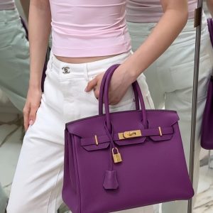 Herme$ Togo Leather Horseshoe Birkin 30 Anemone -1:1 Replica