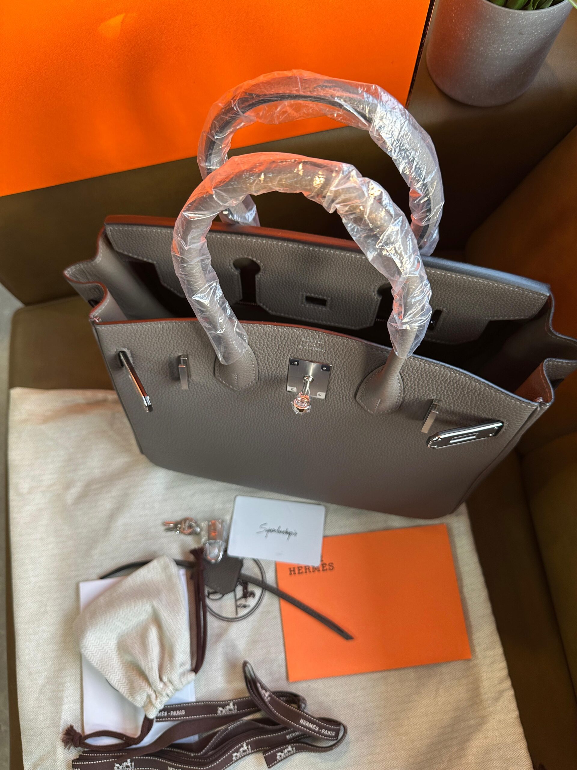 Hermes Birkin 30 Grey Togo Leather Gris Etain Hand Made Replica Bag - 图片 2