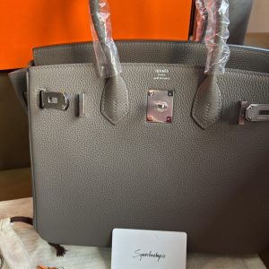 Hermes Birkin 30 Grey Togo Leather Gris Etain Hand Made Replica Bag