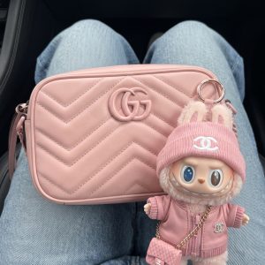 Gucc! Calfskin Matelassé Monochrome Mini GG Perfect Pink – Luxury Replica Shoulder Bag