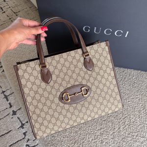 GG Monogram Horsebit 1955 in Beige Brown Sugar Canvas – SuperClone Tote Bag