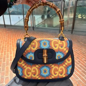 Gucc! Calfskin Kaleidoscope Medium Bamboo 1947 – Limited Edition Handbag