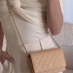 Ch@nel Beige Quilted WOC – High-End Quality Wallet